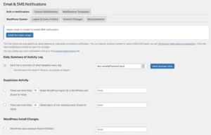 WP activity Email and SMS notitification