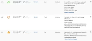 WP activity log severity detect