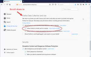 Firefox preference