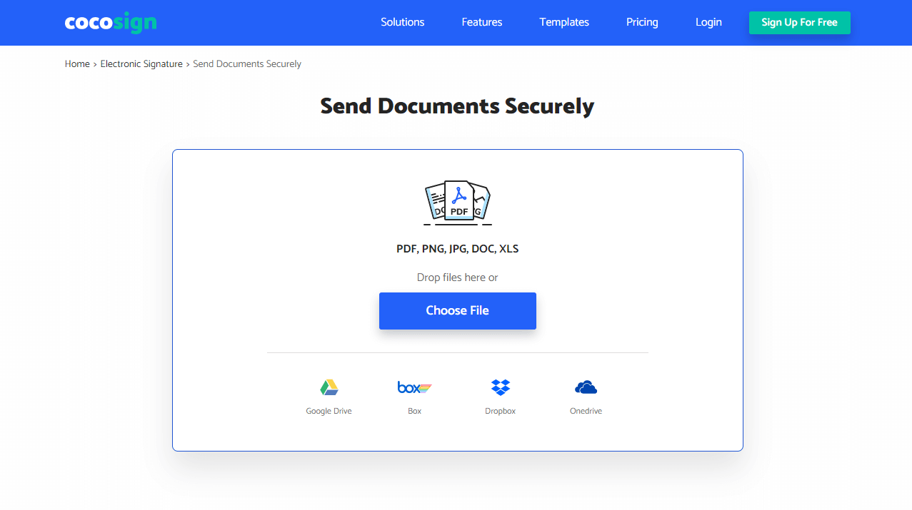 Cocosign send document securely