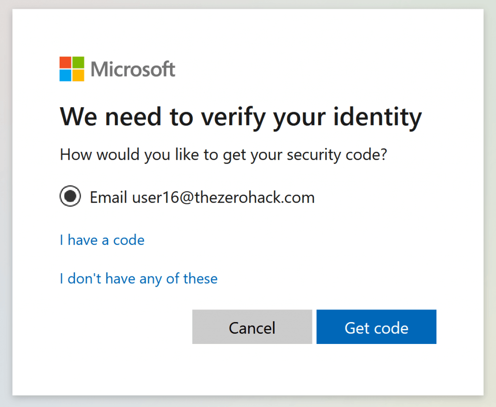 Microsoft Identity Email