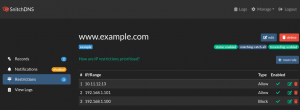 SnitchDNS ip-restrictions