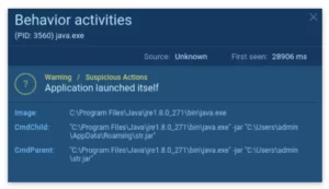 A detailed view of the process tree in ANY.RUN