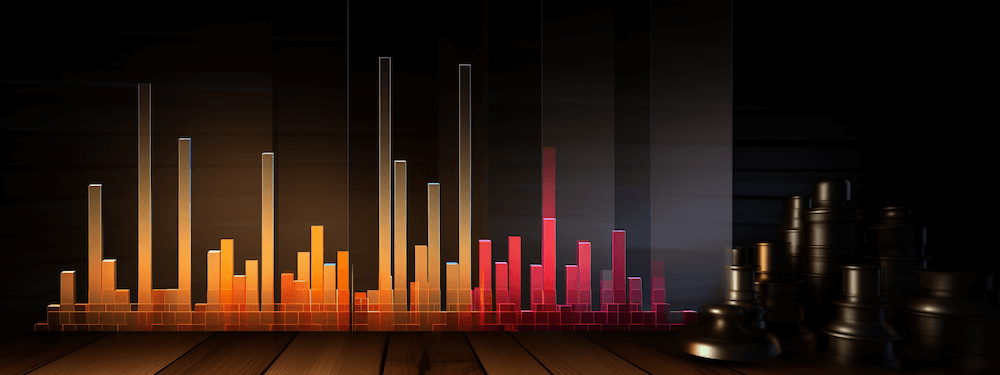 Histogram chart displaying frequency distribution of data points