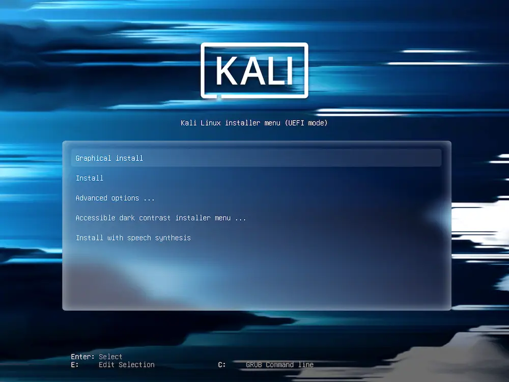 Kali Linux 2024.1 Boot Menu