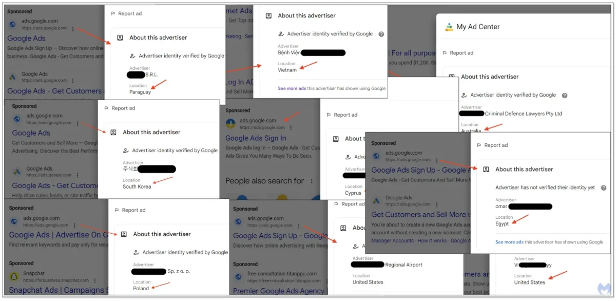 Multiple Fake Google Adwords account.. - Image by Malwarebytes