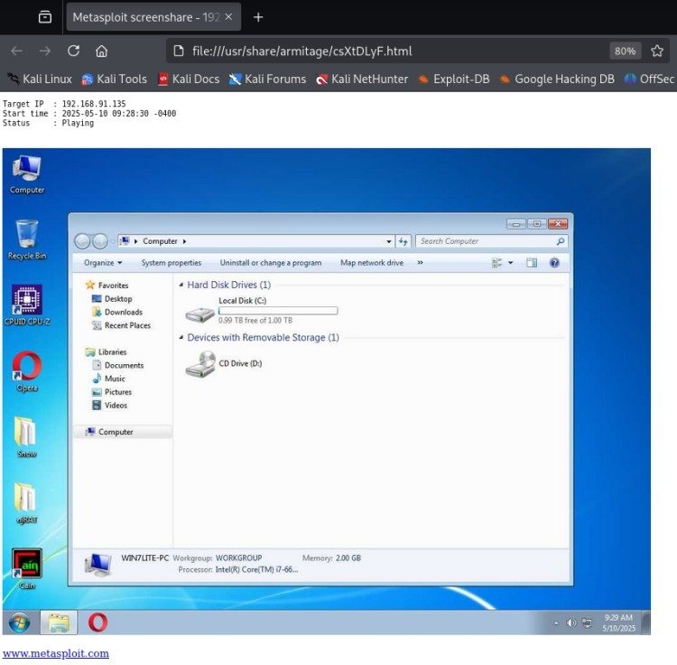 Fig. 15: Live screen feed output.