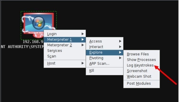 Fig. 9: Activating the keystroke logger.