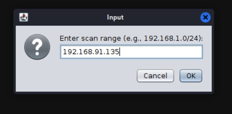 Fig. 2: Entering target IP or subnet for scanning.