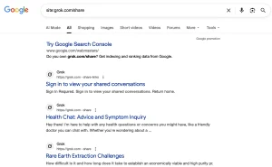 Grok conversation share on Google search