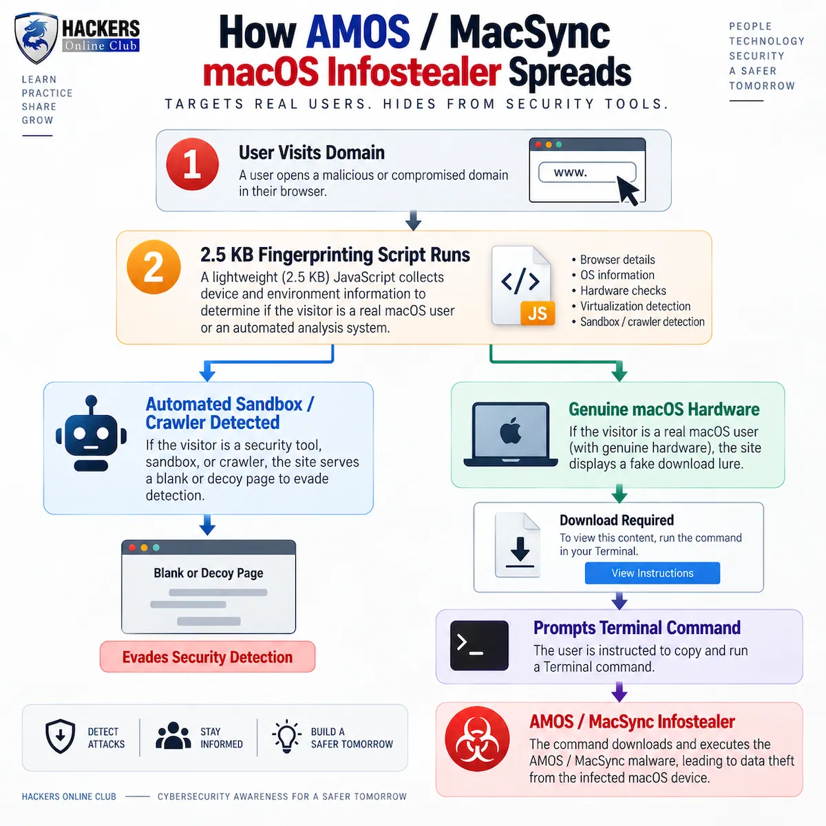 How AMOS macOS Infostealer works - Infographic